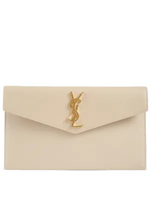 Medium Uptown YSL Monogram Leather Envelope Clutch Bag