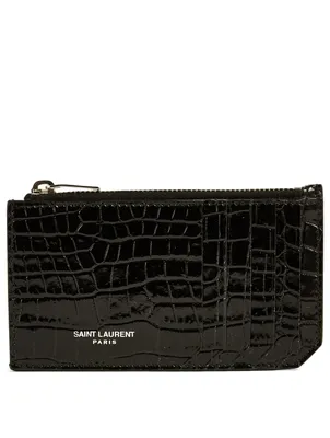 Fragments Croc-Embossed Leather Zip Card Holder