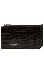 Fragments Croc-Embossed Leather Zip Card Holder
