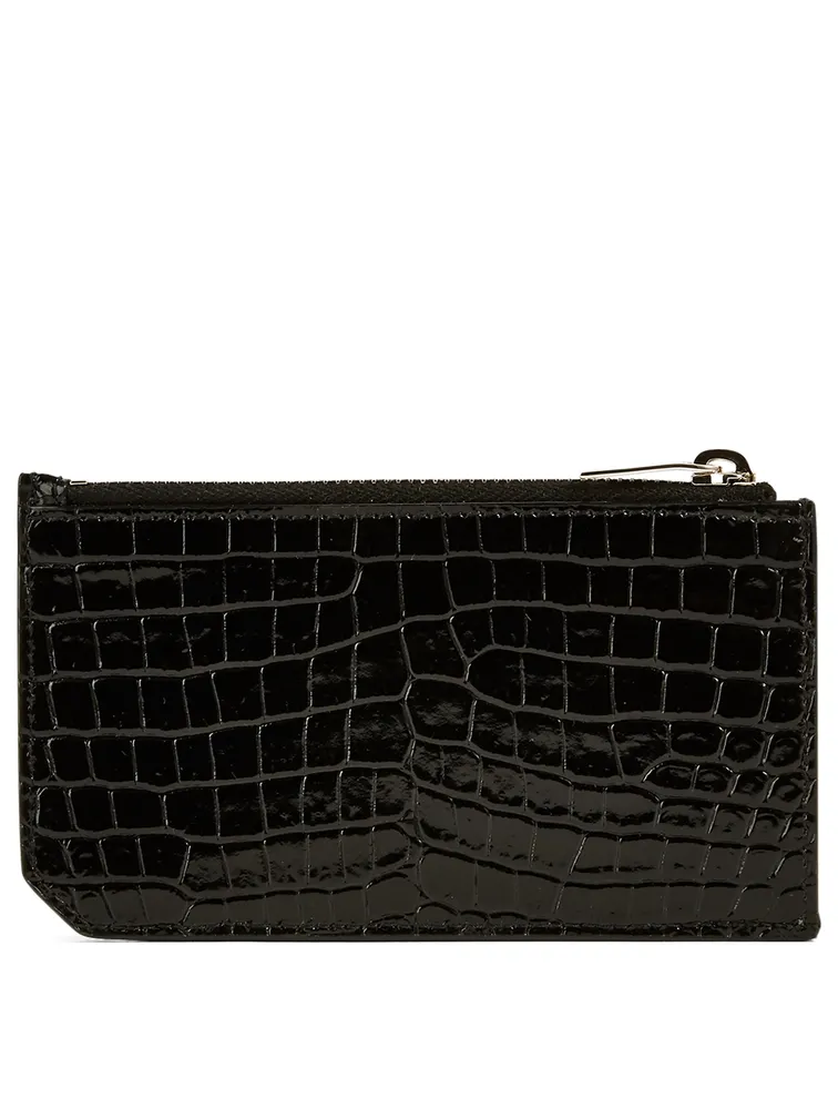 Fragments Croc-Embossed Leather Zip Card Holder