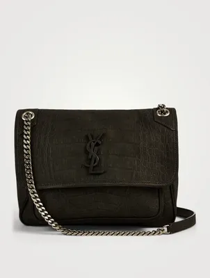 Medium Niki YSL Monogram Croc-Embossed Leather Satchel bag