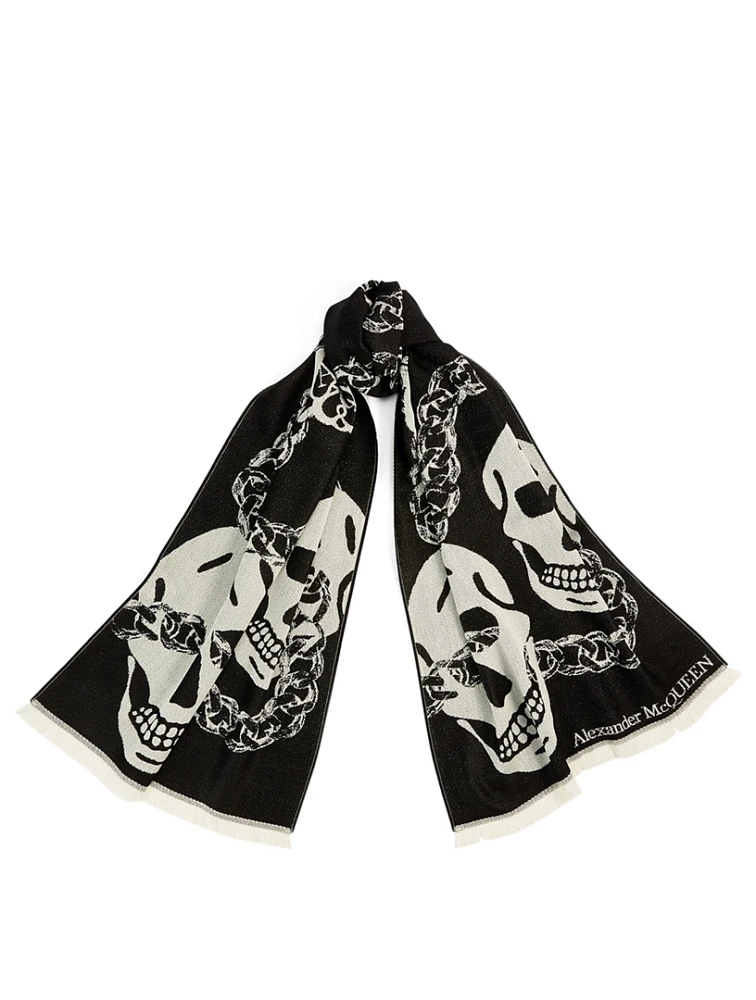 Wool Oversized Skull Scarf