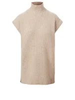 Wool-Blend Turtleneck Sleeveless Sweater
