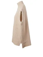 Wool-Blend Turtleneck Sleeveless Sweater