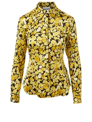 Silk Stretch Shirt Floral Print