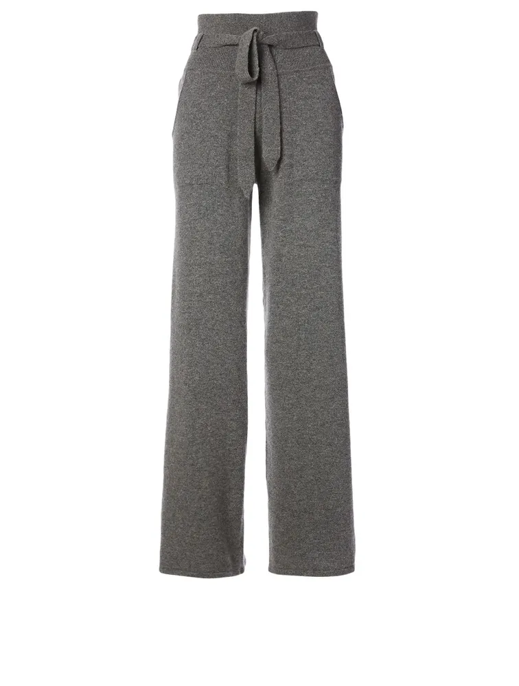 Cashmere Wide-Leg Pants With Belt