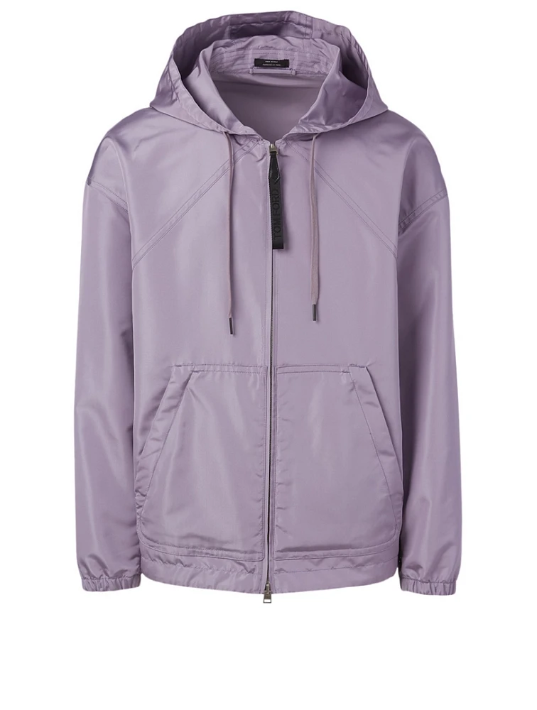 Silk Grosgrain Zip Jacket With Hood
