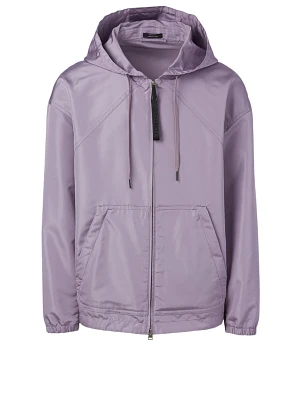Silk Grosgrain Zip Jacket With Hood