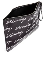 Leather Pouch Bag In Scribble Logo Print