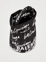 XS Wheel Drawstring Bucket Bag In Scribble Logo Print