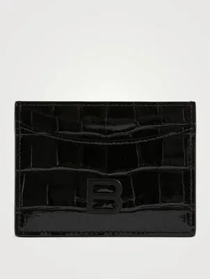 Hourglass Croc-Embossed Leather Card Holder