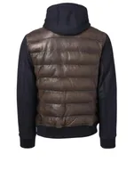 Leather Mix Media Bomber Jacket