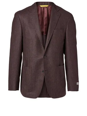 Wool Jacket Herringbone Print
