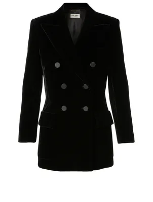 Velour Double-Breasted Blazer