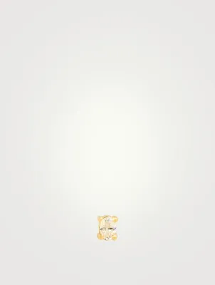 18K Gold Oval-Cut Diamond Stud Earring