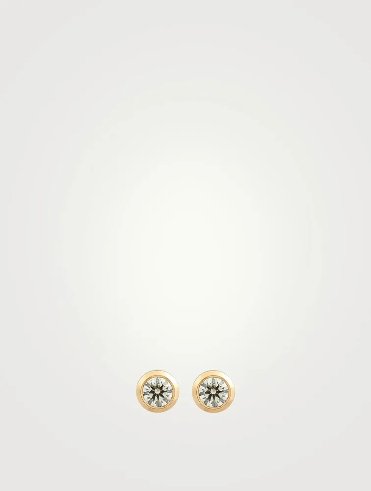 Pure 18K Gold Stud Earrings With Diamonds