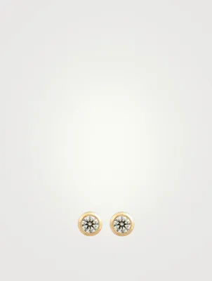 Pure 18K Gold Stud Earrings With Diamonds