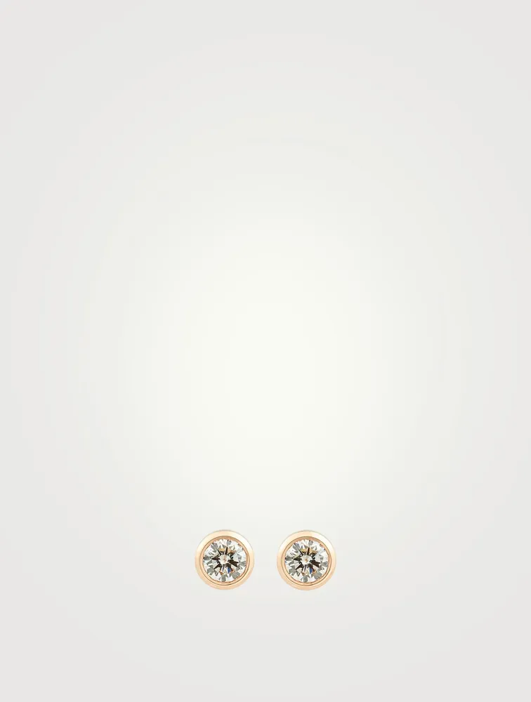 Pure 18K Rose Gold Stud Earrings With Diamonds