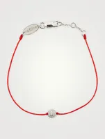 Pompon 18K White Gold String Bracelet With Diamonds