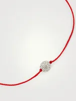 Pompon 18K White Gold String Bracelet With Diamonds