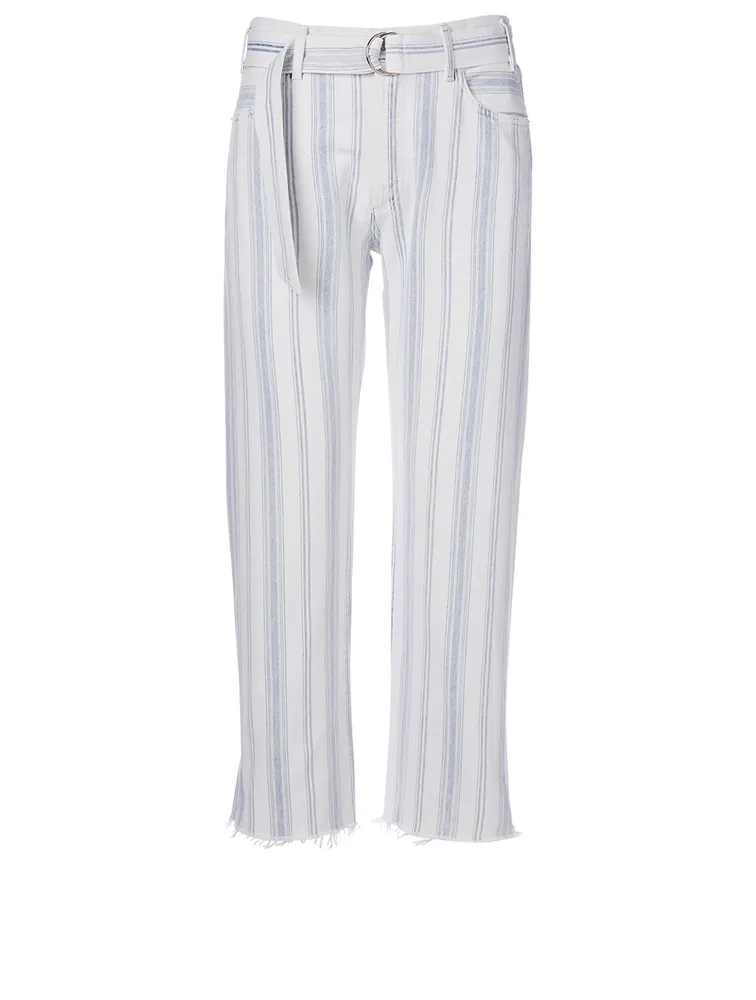 Emery Belted Crop Jeans Striped Print
