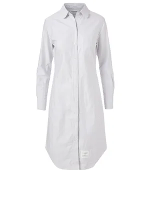 Cotton Midi Shirt Dress Striped Print