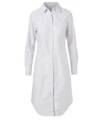 Cotton Midi Shirt Dress Striped Print