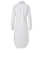 Cotton Midi Shirt Dress Striped Print