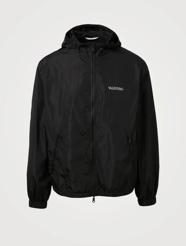Hooded Windbreaker Jacket With Logo