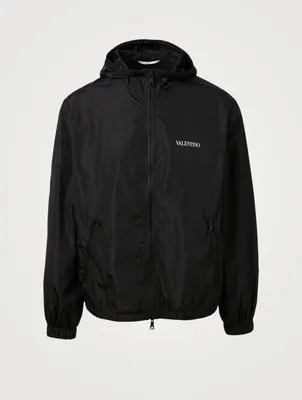 Hooded Windbreaker Jacket With Logo