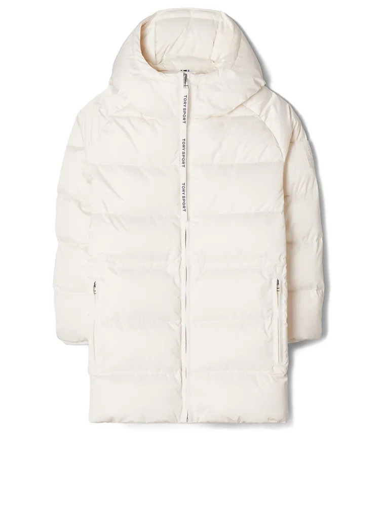 Hooded Performance Satin Down Jacket