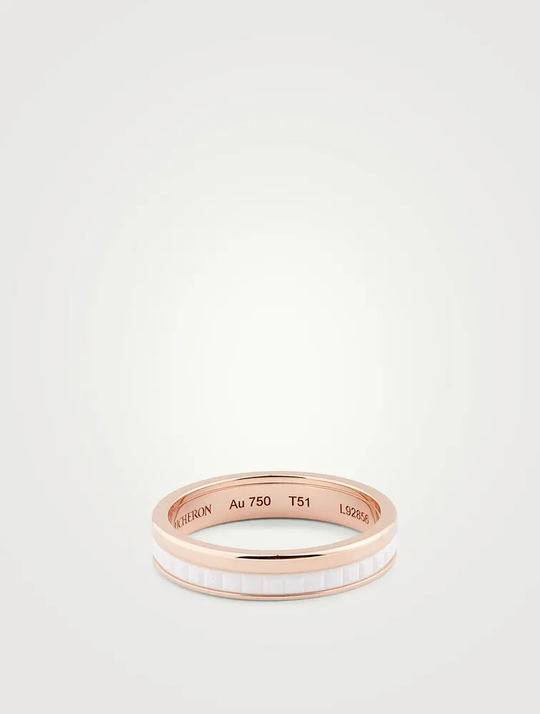 White Edition Rose Gold Wedding Band With Ceramic