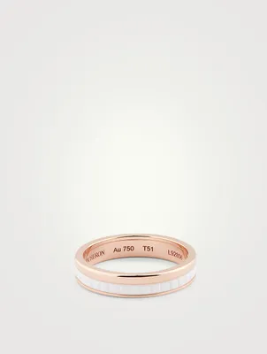 White Edition Rose Gold Wedding Band With Ceramic