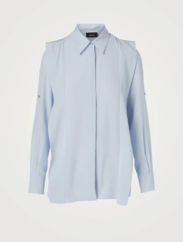 Marocain Silk Ruffled Blouse