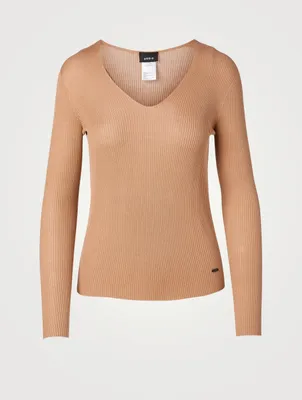 Silk And Cotton V-Neck Top
