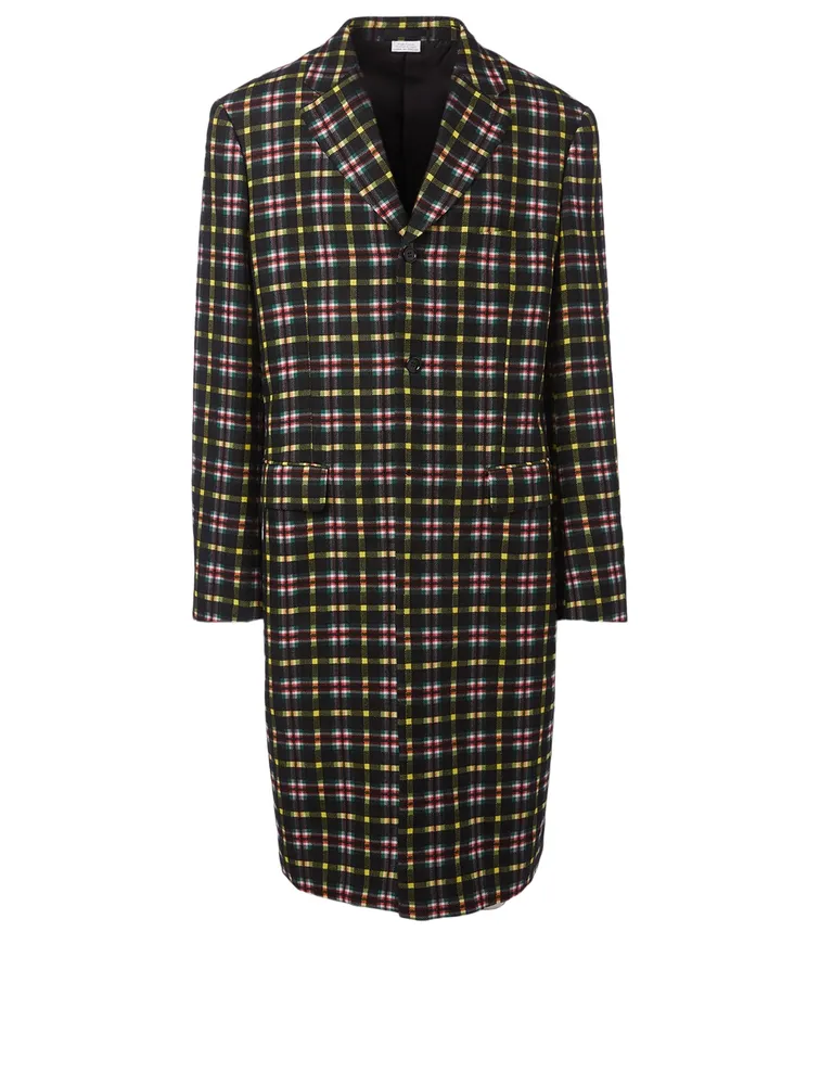 Wool Overcoat Check Print