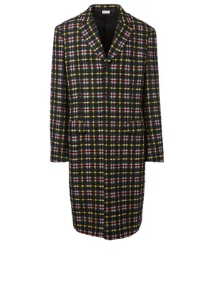 Wool Overcoat Check Print