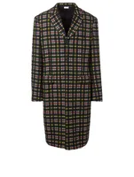 Wool Overcoat Check Print