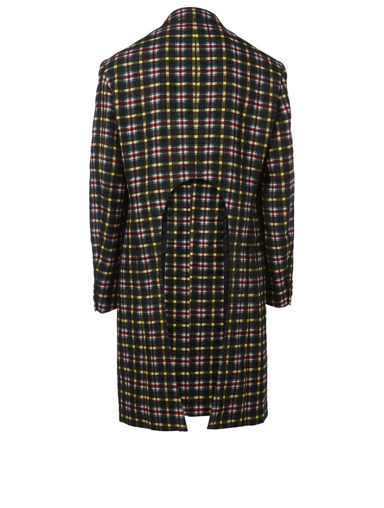 Wool Overcoat Check Print