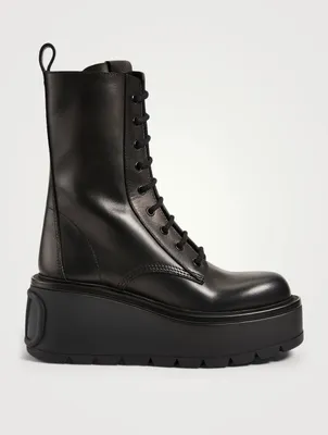 Uniqueform VLOGO Leather Platform Combat Boots