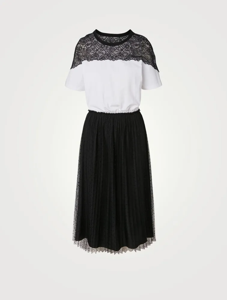 Point D'esprit Tulle Jersey Midi Dress