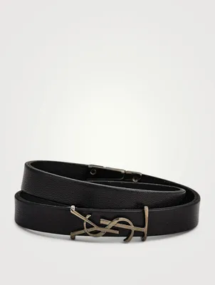 YSL Monogram Leather Double Wrap Bracelet
