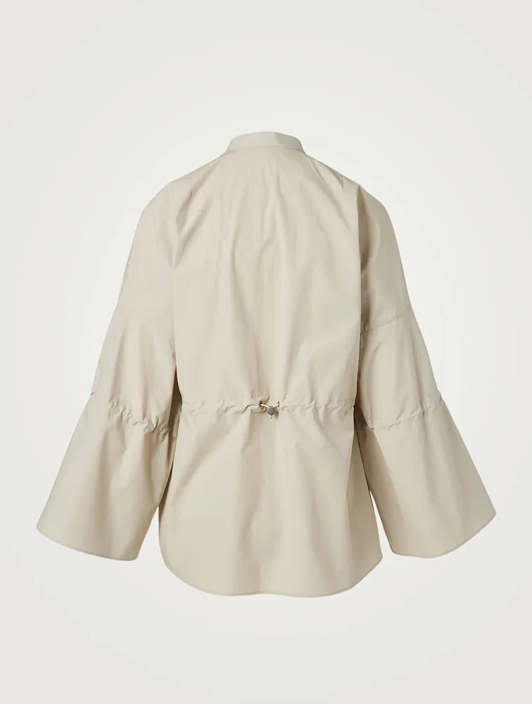 Cotton Poplin Drawstring Tunic Blouse