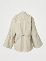 Cotton Poplin Drawstring Tunic Blouse