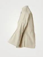 Cotton Poplin Drawstring Tunic Blouse