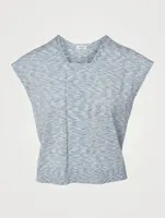 Melange Cap-Sleeve Knit Top