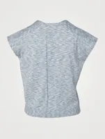 Melange Cap-Sleeve Knit Top