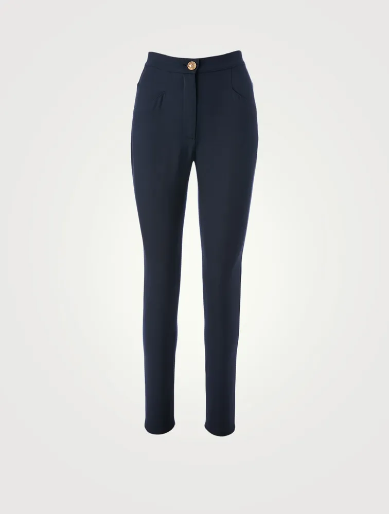 Stretch Grain De Poudre High-Waisted Pants