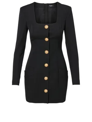 Wool Long-Sleeve Mini Dress