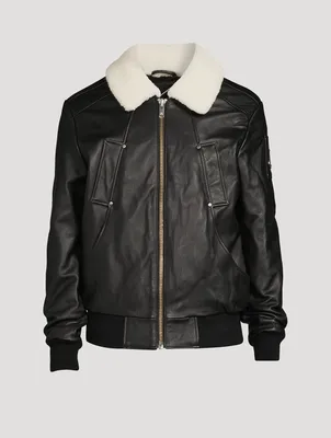 Deer Park Leather Bomber Jacket